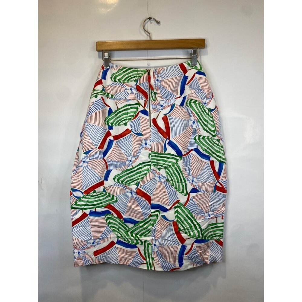 52 Conversations Anthropologie Button Front Umbrella Novelty Print Pencil Skirt - Picture 3 of 10